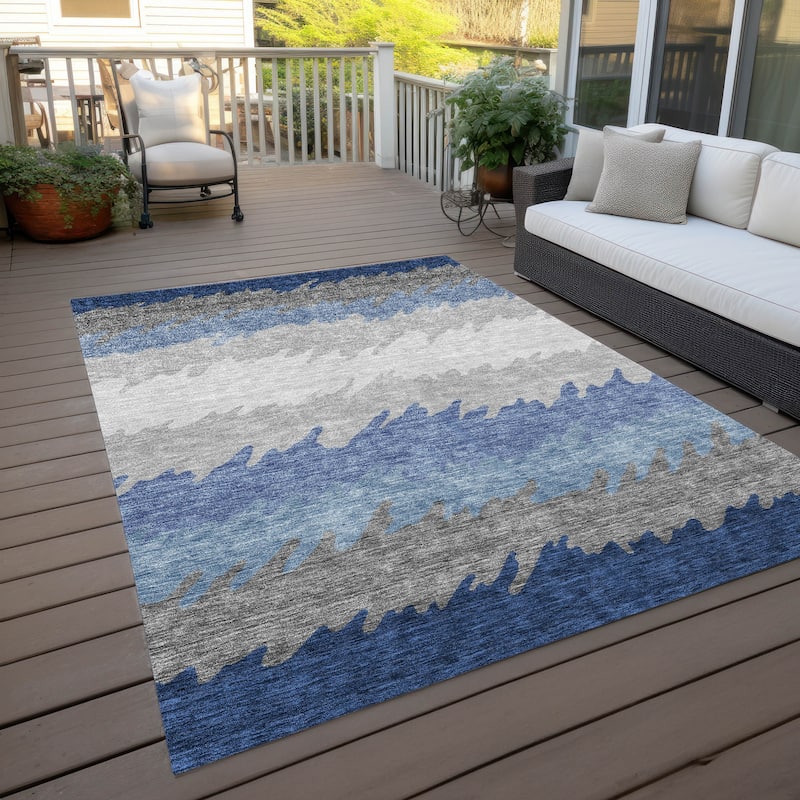 Machine Washable Indoor/ Outdoor Chantille Ombre Abstract Rug