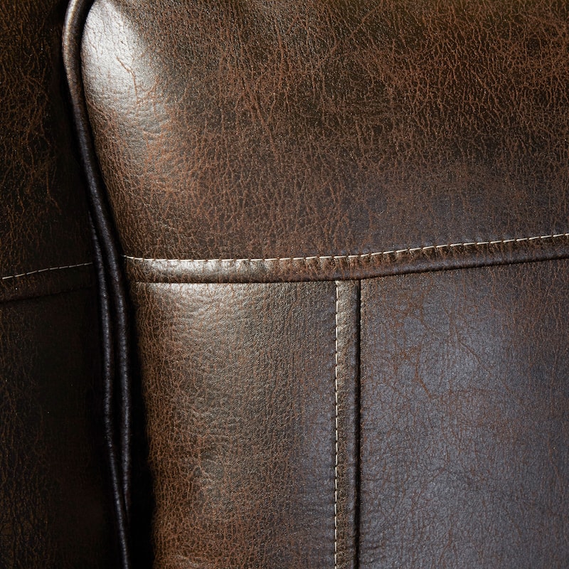Roundhill Furniture Leinster Fabric Upholstered Nailhead Chair and Ottoman in Espresso