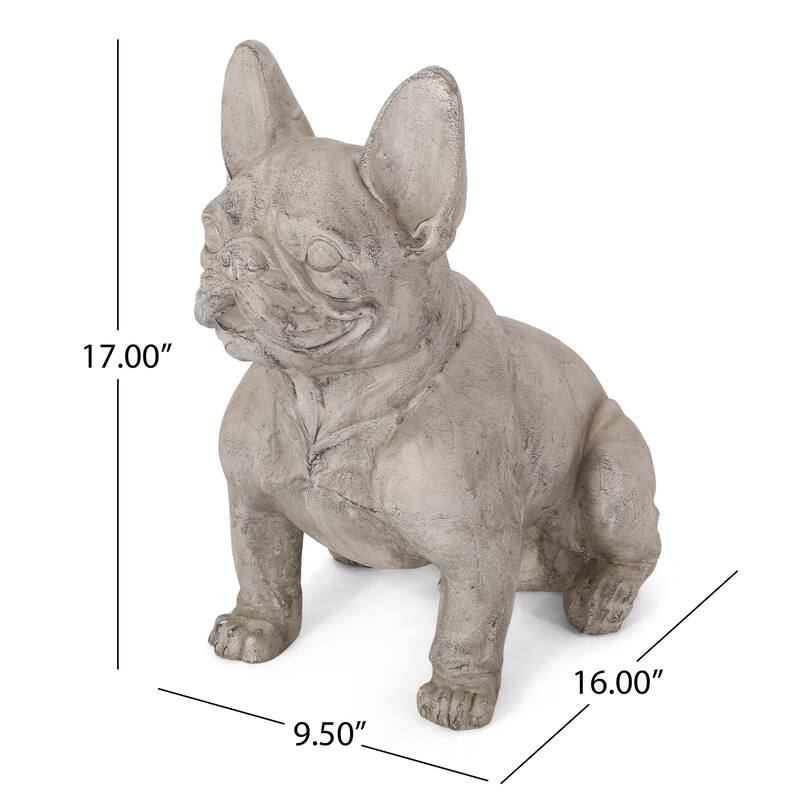 Roomfitters 17-Inch French Bulldog Garden Statue, Cast Stone Outdoor Dog Sculpture