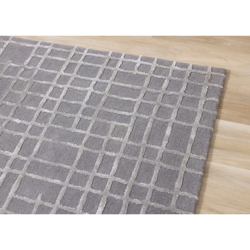 Axel Collection - Grey Grid Rug - On Sale - Bed Bath & Beyond - 29557512