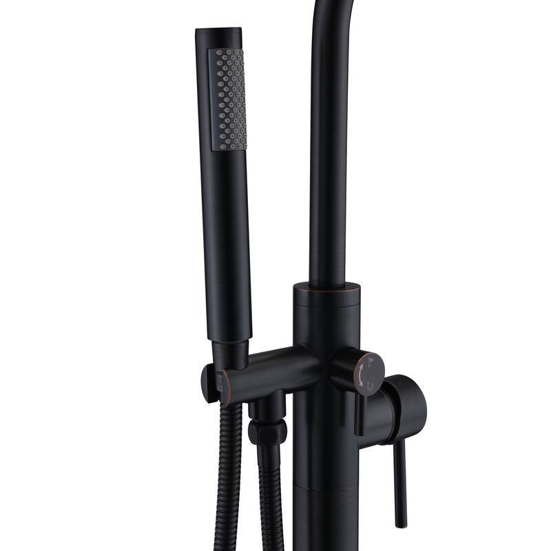 ANZZI Coral 2-Handle Freestanding Claw Foot Tub Faucet with Hand Shower in Matte Black