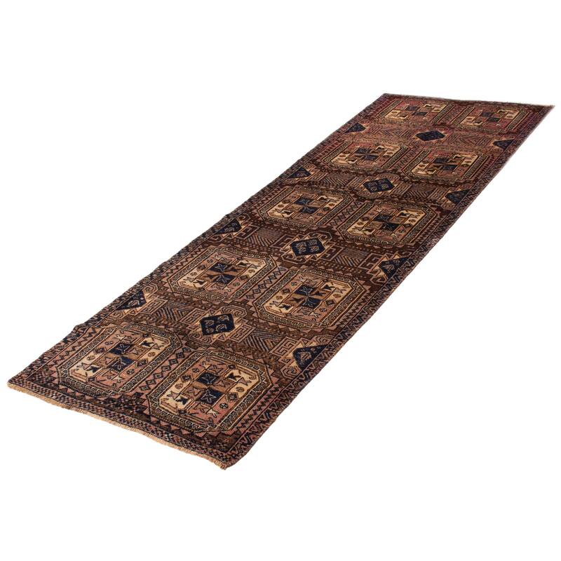 ECARPETGALLERY Hand-knotted Melis Vintage Brown Wool Rug - 4'3 x 12'0