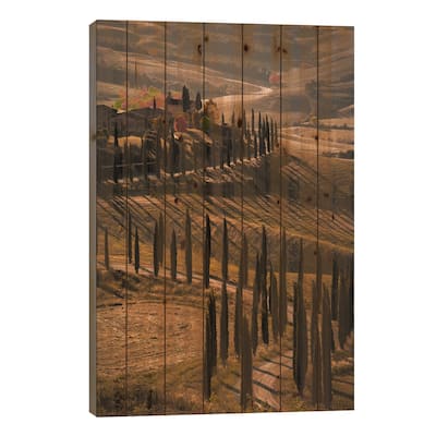 Val d'Orcia, Tuscany In Autumn Print On Wood by Enzo Romano - Multi-Color
