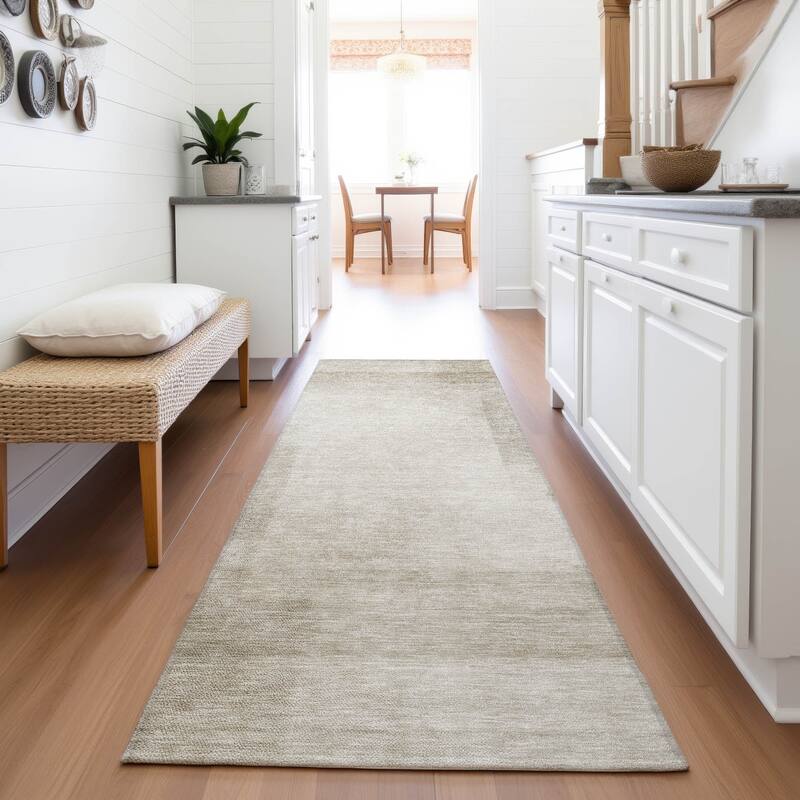 Premium Washable Super Soft Abstract Solid Mayfield Rug - Khaki - 2'3" x 7'6"