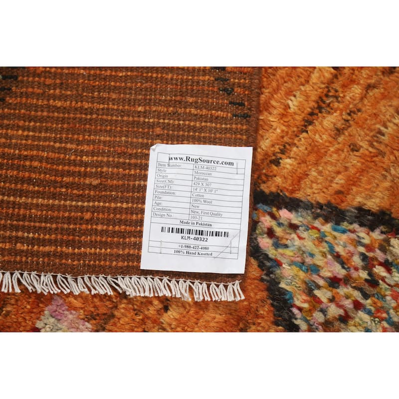 All-Over Trellis Moroccan Oriental Large Rug Handmade Wool Carpet - 10'1" x 14'1"
