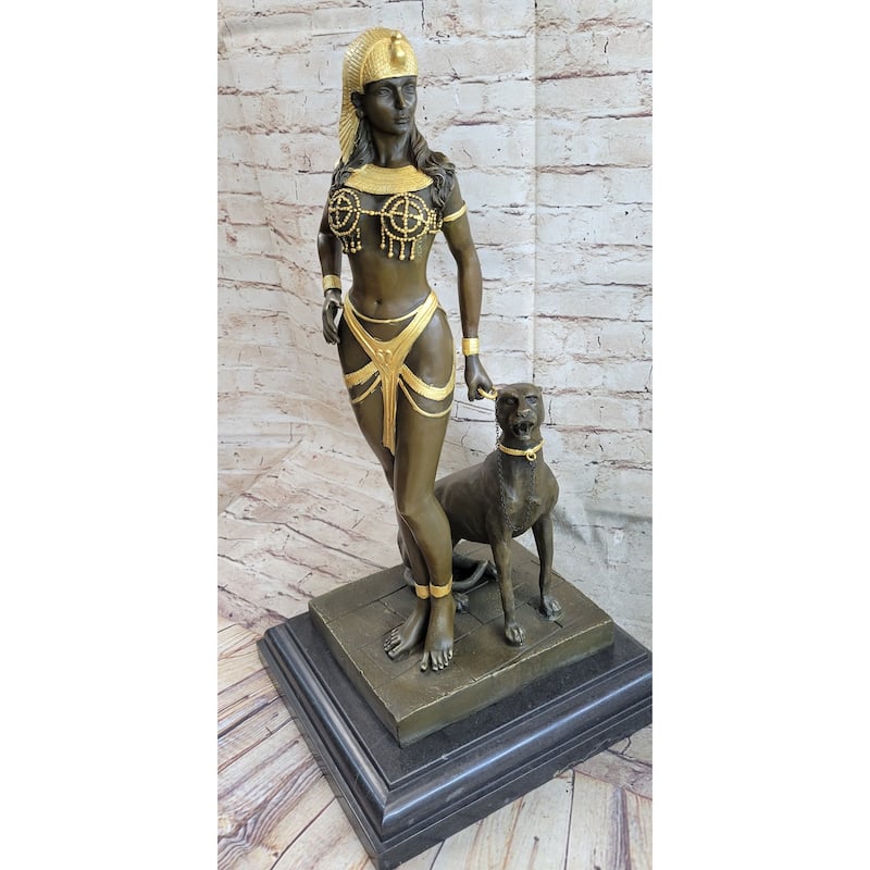 Signed Original Mive Artwork By Cesaro Egyptian Queen And Panther Bronze Sale