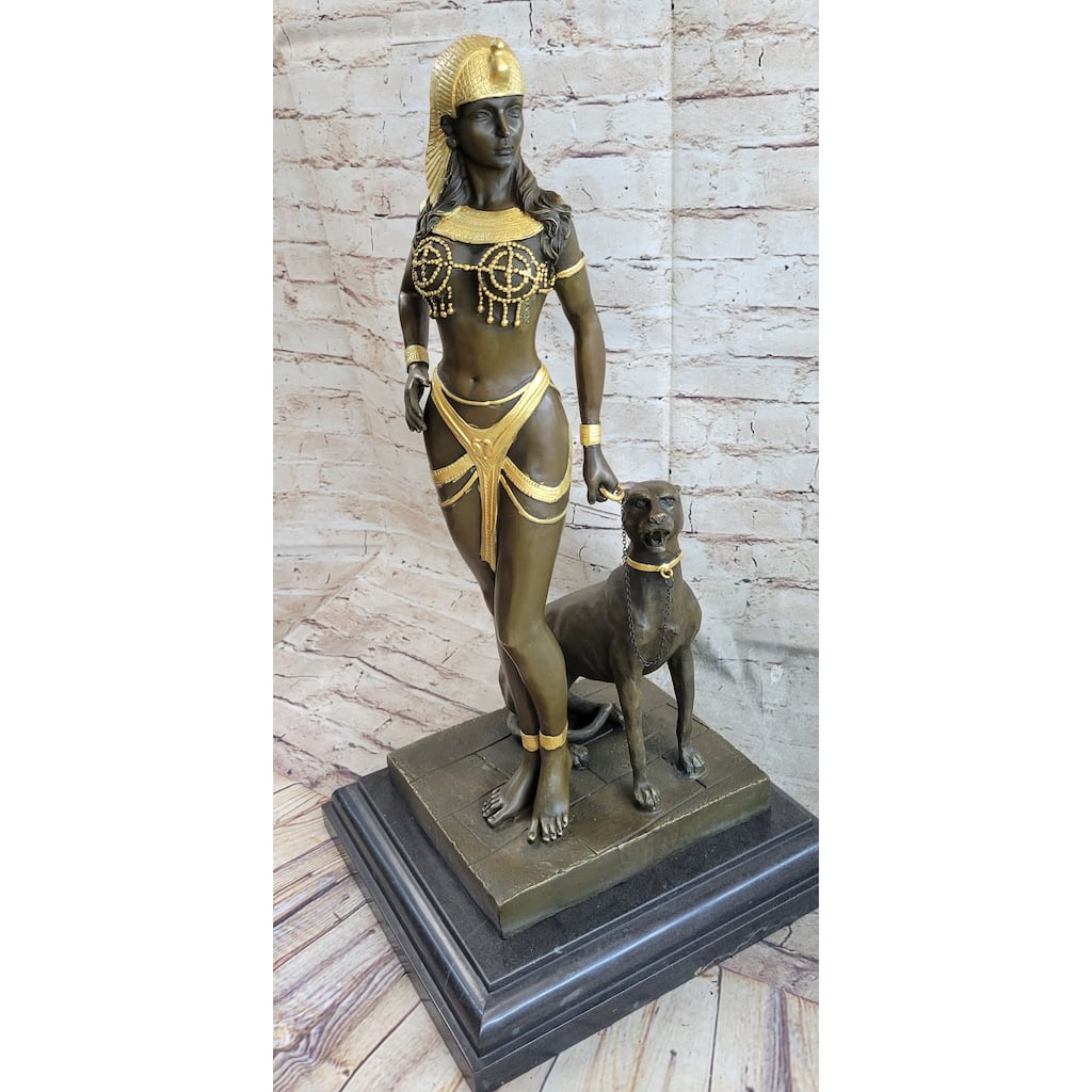 Signed Original Mive Artwork By Cesaro Egyptian Queen And Panther Bronze Sale