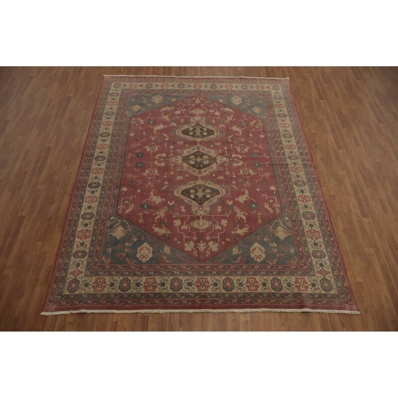 Hand Knotted Oriental 100% Wool Carpet Traditional Floral Pink Ziegler Area Rug - 11' 4'' X 8' 10''