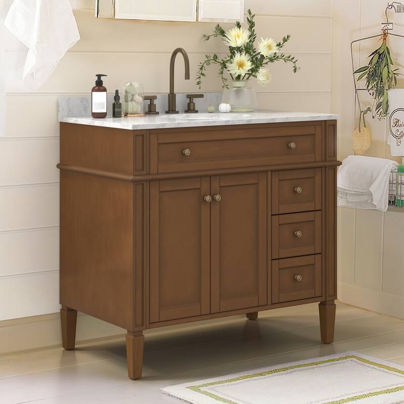 36/48/60 in. Bathroom Vanity with Ceramic Undermount Sink, Wood Cabinet, and storage drawers