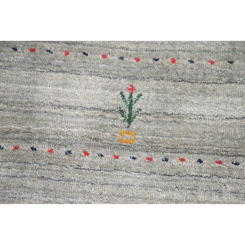 Tribal Gabbeh Area Rug Hand-Knotted Wool Carpet - 8'4"x 9'8"