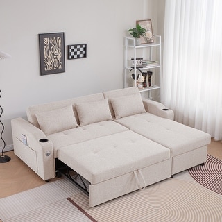 L-Shaped Sectional Sofa Bed 3 in 1 Pull out Sleeper Couch Bed - Bed ...