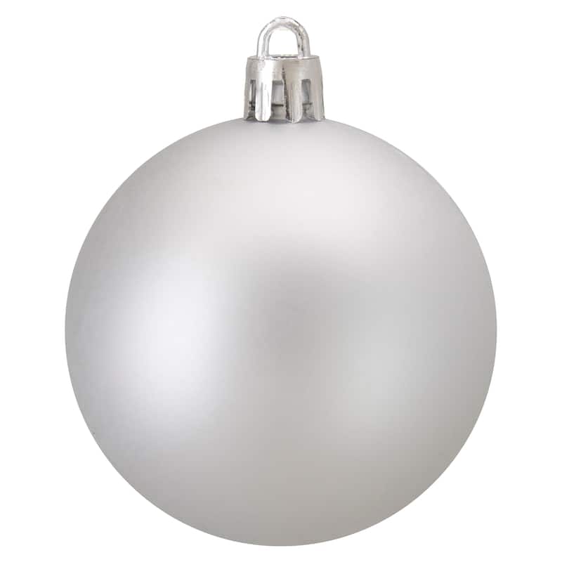 60ct Silver Shatterproof Christmas Ball Ornaments 2.5" (60mm).