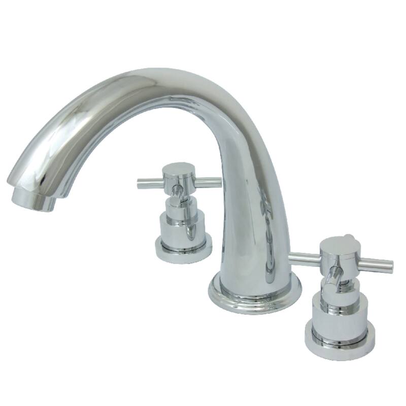 Kingston Brass Widespread Deck Mounted Roman Tub Filler with Metal - Polished Chrome