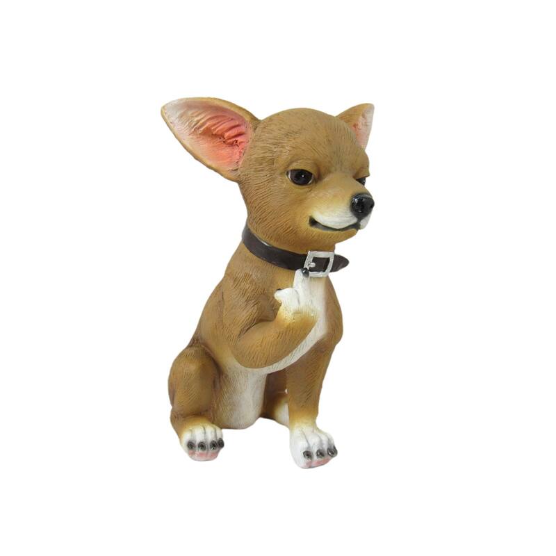 Lil Rascal Rude Finger Flipping Chihuahua Dog Tabletop Statue 6.75 - 6.75 X 4 X 5 inches