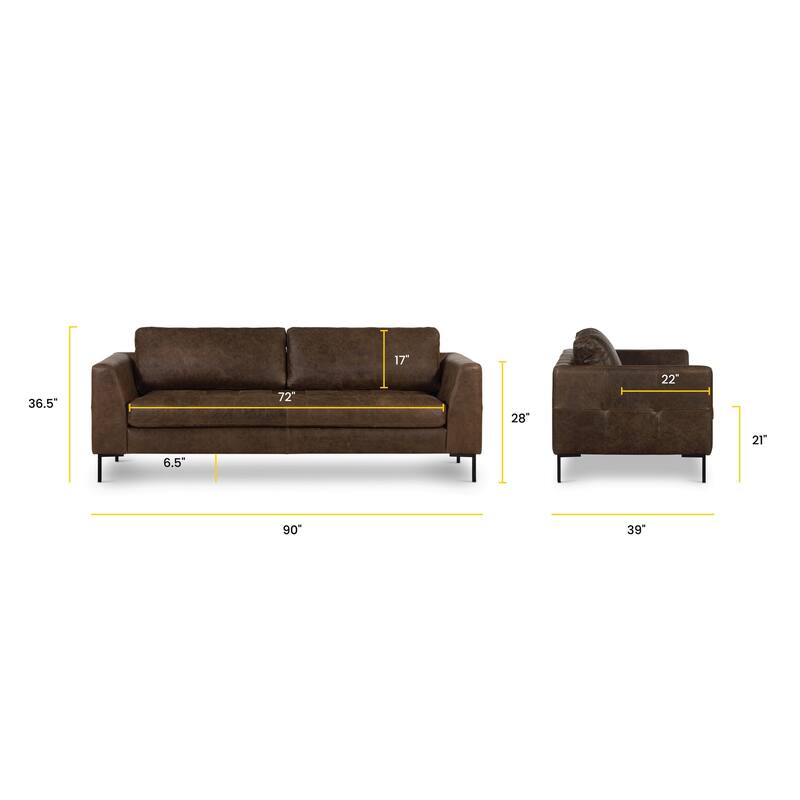 Poly & Bark Calle 90" Sofa - Full Grain Genuine Italian Leather