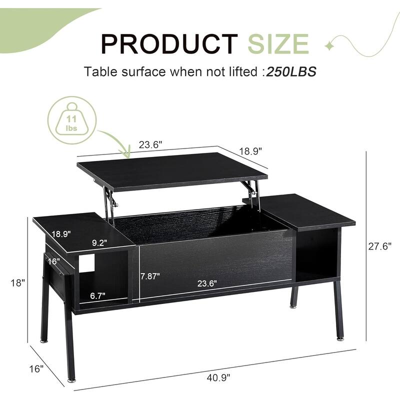VECELO 3-piece Coffee Table Set,Lift Top Coffee Table with Hidden Storage and Nightstands Set of 2