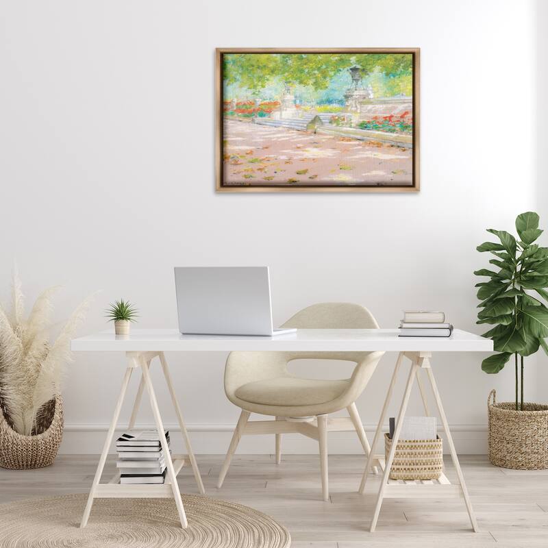 Stupell Summer Sunlight in Park Framed Floater Canvas Wall Art Design By LSR Design Studio