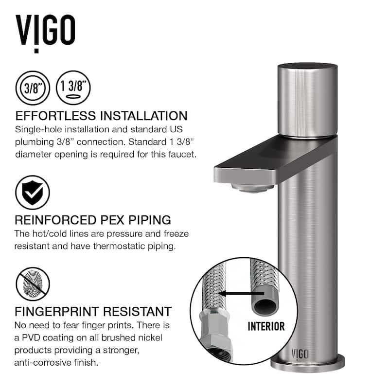 VIGO Halsey 8" H Single Handle Single Hole Bathroom Faucet