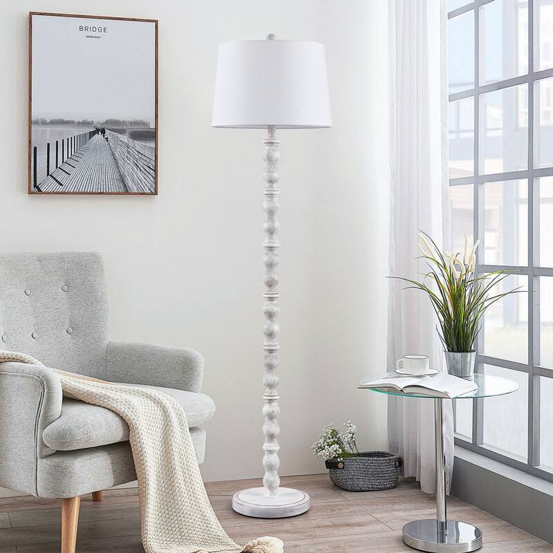 KAWOTI 60.25'' Black Standard Floor Lamp with Drum Shade
