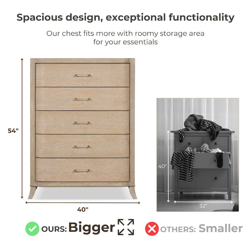 Furniture of America Kian Modern 3-Piece Natural Oak Solid Wood Chest and 2 Nightstand Bedroom Set