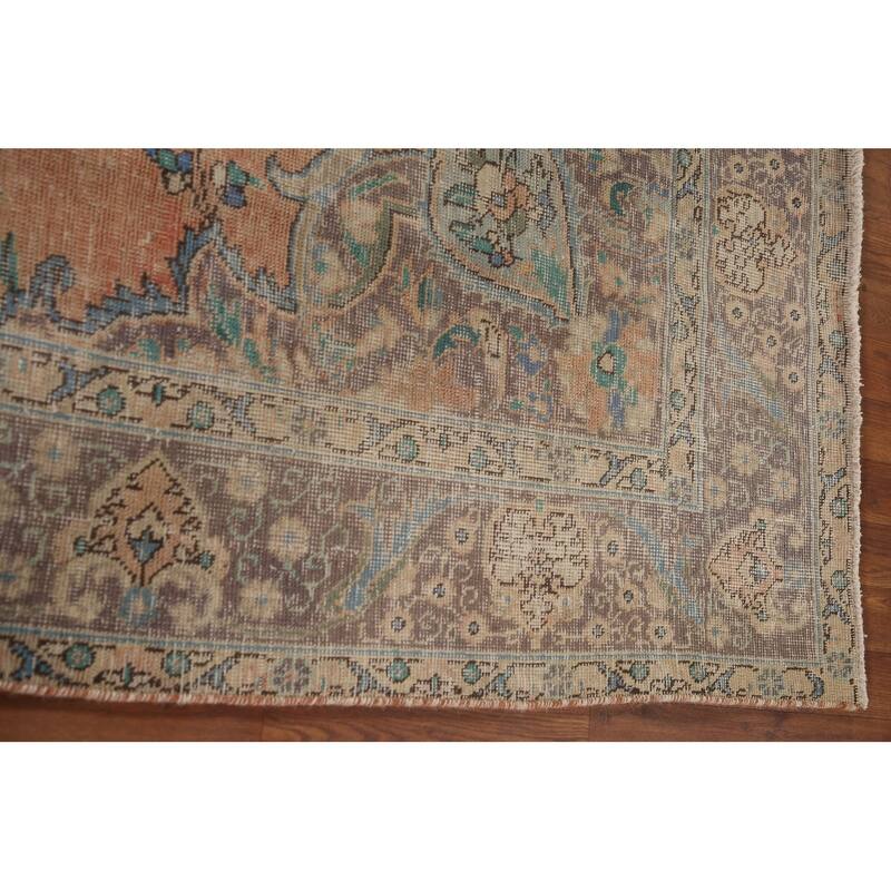 Distressed Tabriz Persian Vintage Rug Handmade Bedroom Wool Carpet - 6'5" x 9'3"