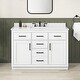 preview thumbnail 43 of 127, Bailey Bathroom Vanity with Power Bar 48" - Pure White with Matte Black Hardware