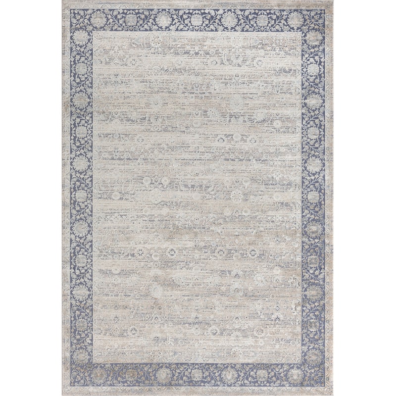 Sevita Blue/Beige Bordered Persian Area Rug - 2' x 3'