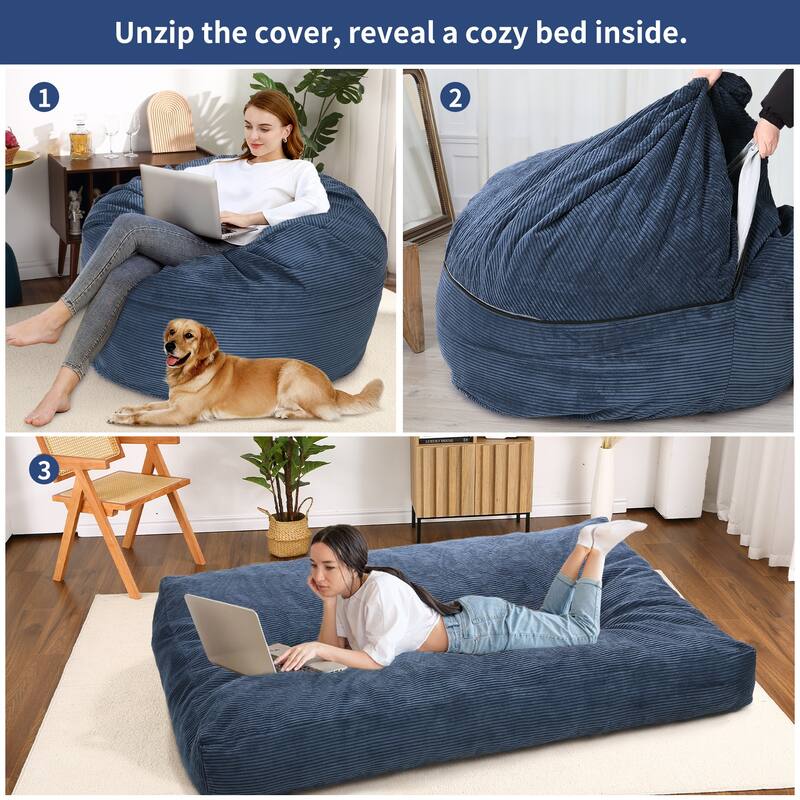 Bean Bag Chairs, Convertible Bean bag Chair from Bean Bag to Mattress for Home Living Room