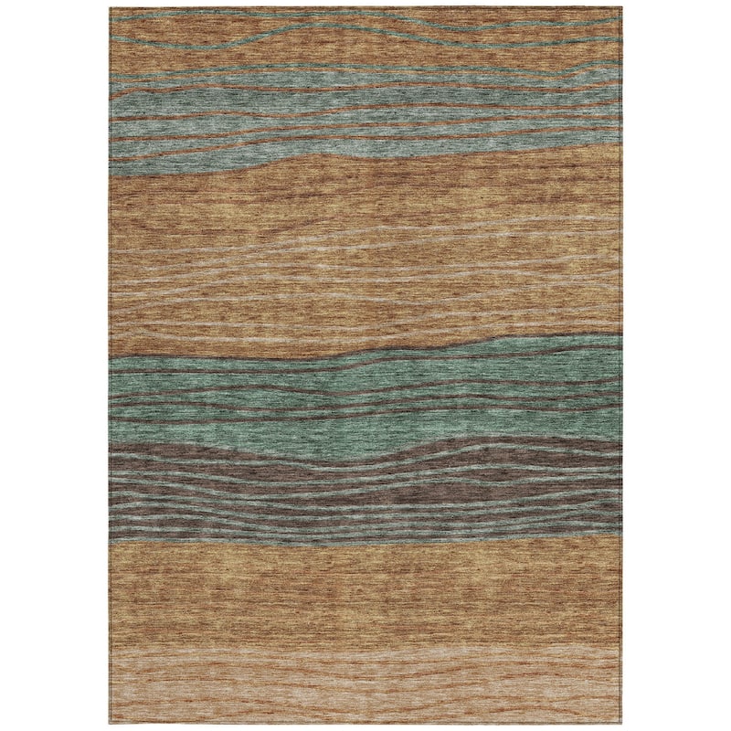 HomeRoots Striped Transitional Rectangle Outdoor Rug