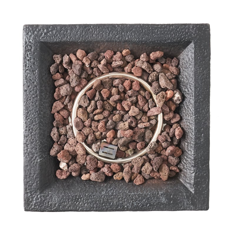 Roomfitters Outdoor Gas Fire Pit with Realistic Stone-Look Magnesium Oxide Column, Weather-Resistant Patio Heater, Beige