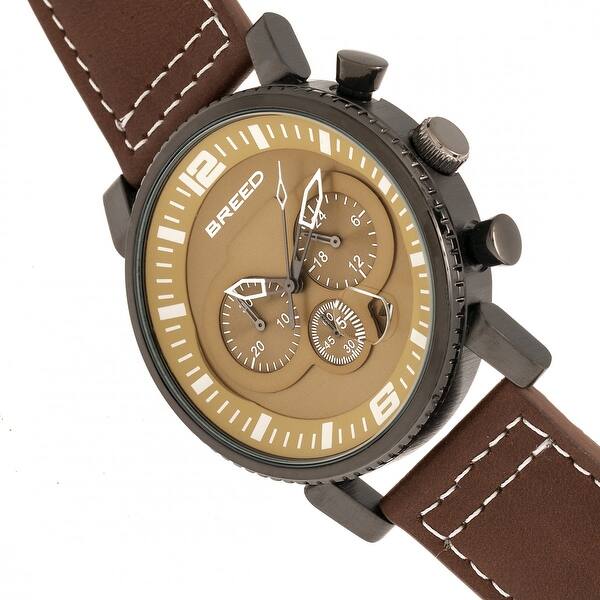 Breed Ryker Chronograph Leather Band Watch W Date Brown Camel Overstock 25359522