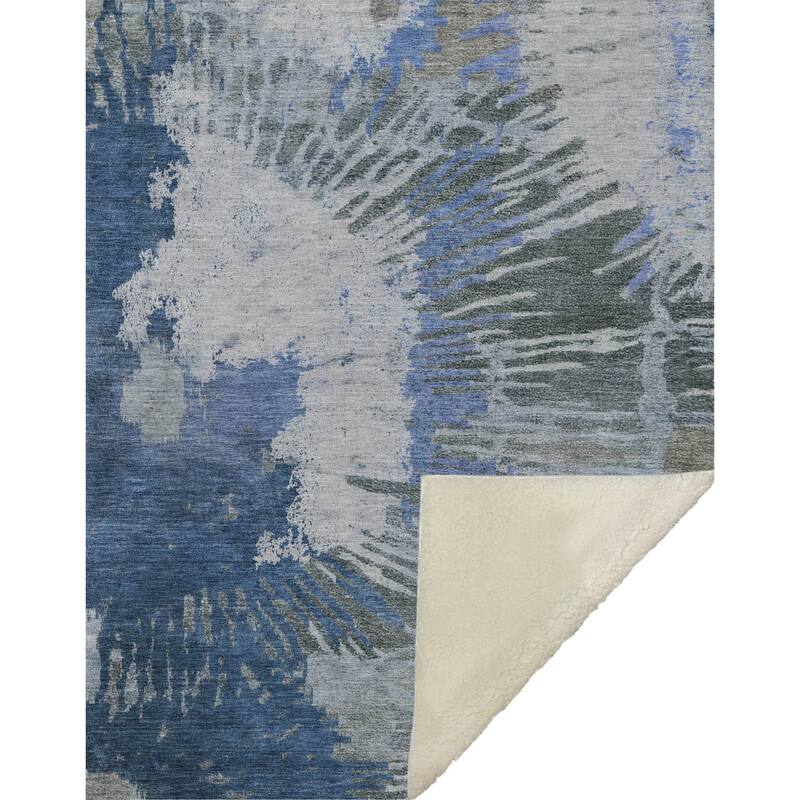 Premium Machine Washable Contemporary Abstract Sherpa Throw Blanket