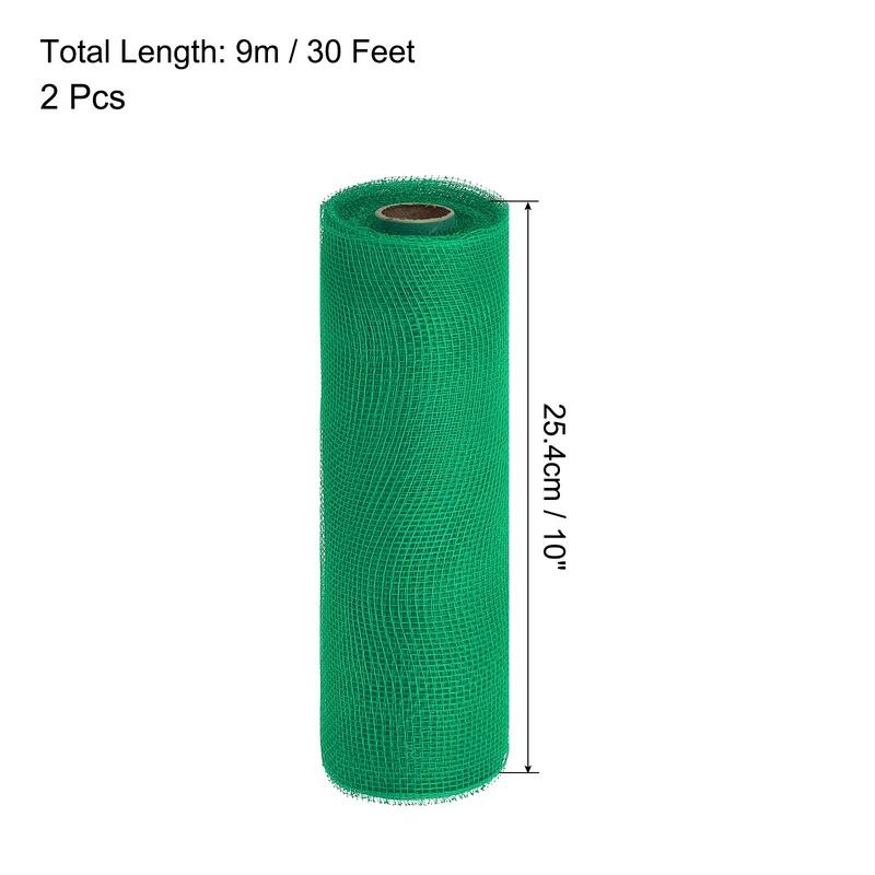 2 Pcs 10" x 30Feet PP Decorative Mesh Ribbon, with Foil - Dark Green