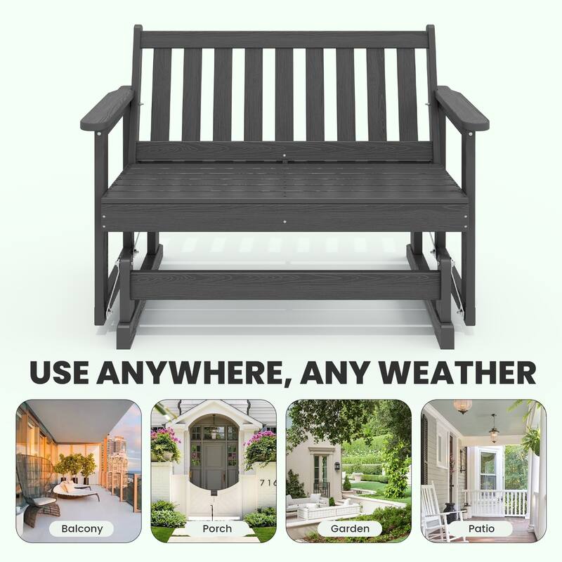 Outdoor Patio HDPE Glider Bench, Garden Rocking Bench