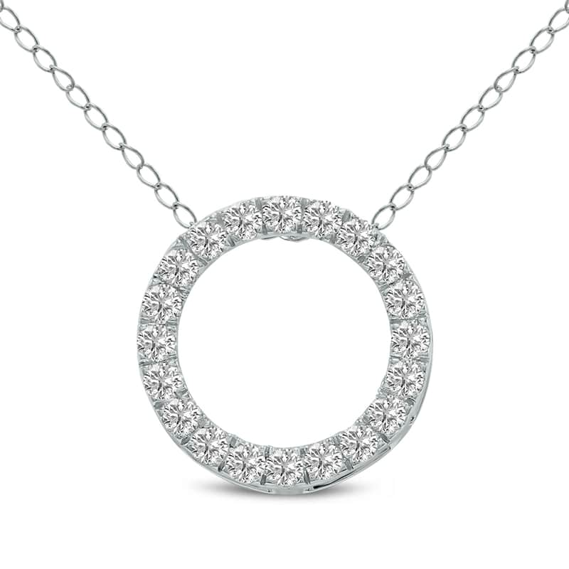 Marquee 1 Carat TW Lab Grown Diamond Circle Pendant in 14K White Gold