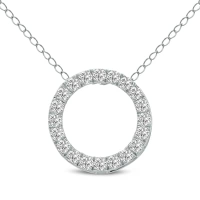 Marquee 1 Carat TW Lab Grown Diamond Circle Pendant in 14K White Gold
