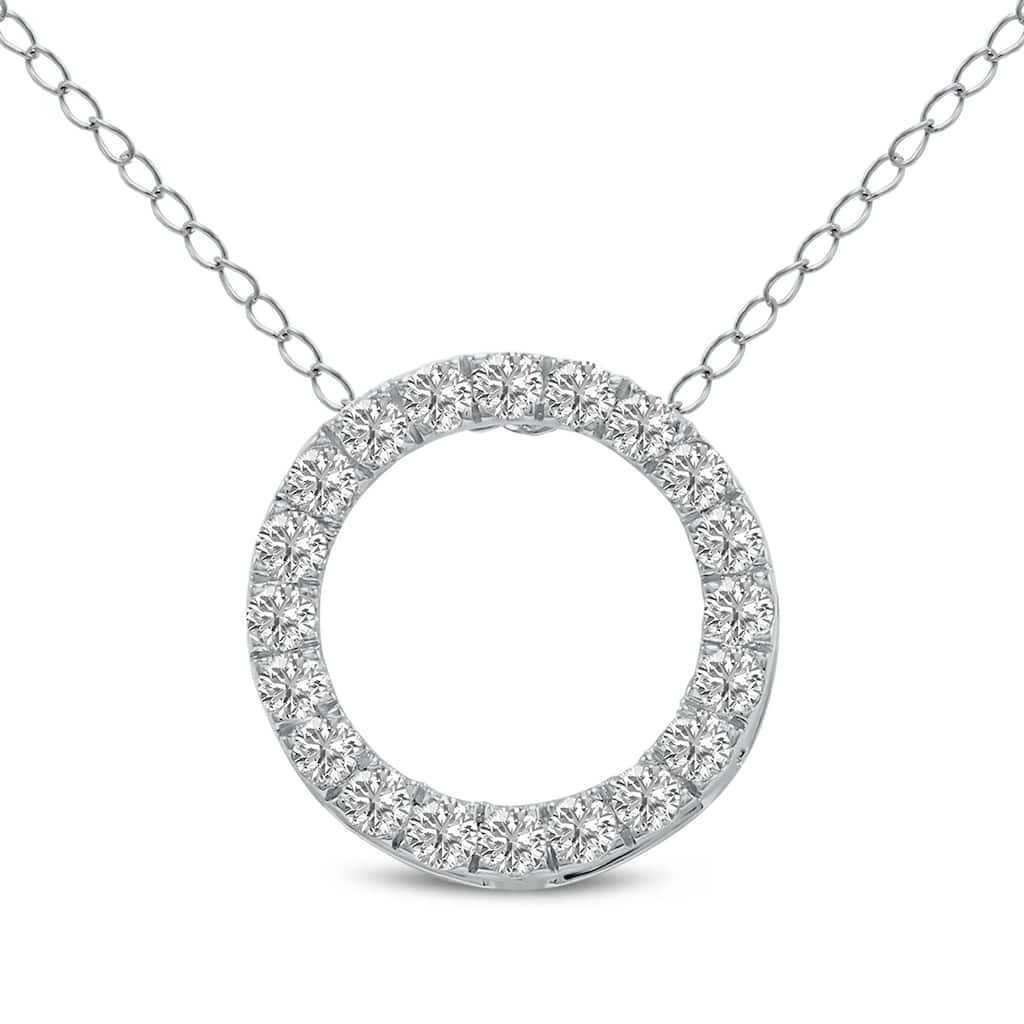 Marquee 1 Carat TW Lab Grown Diamond Circle Pendant in 14K White Gold