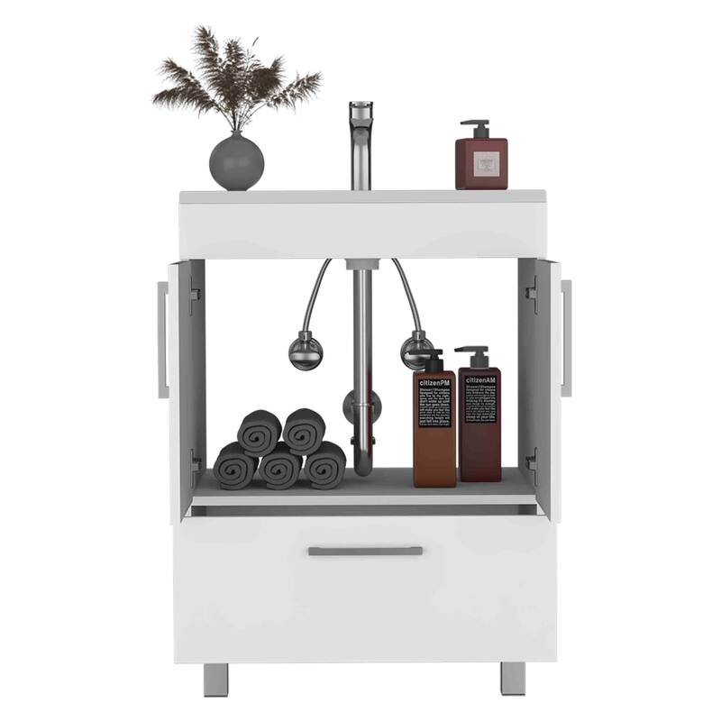 Bathroom Vanity with Double Door Cabinet and One Drawer, Faucet Not Included, Modern Design