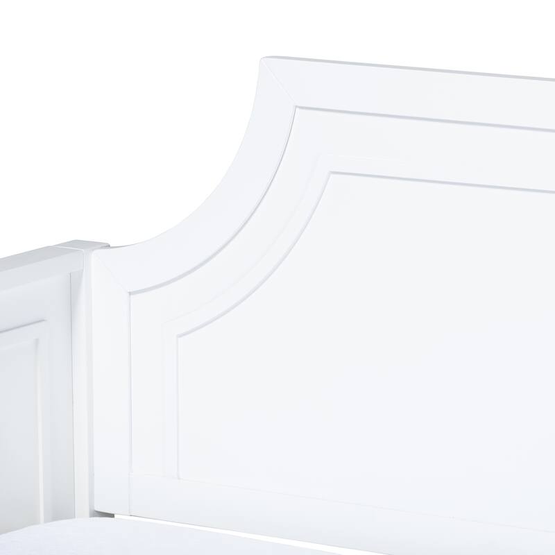 Twin Size Daybed with Trundle - Classic Wood Daybed for Guest Room, Living Room - White Finish