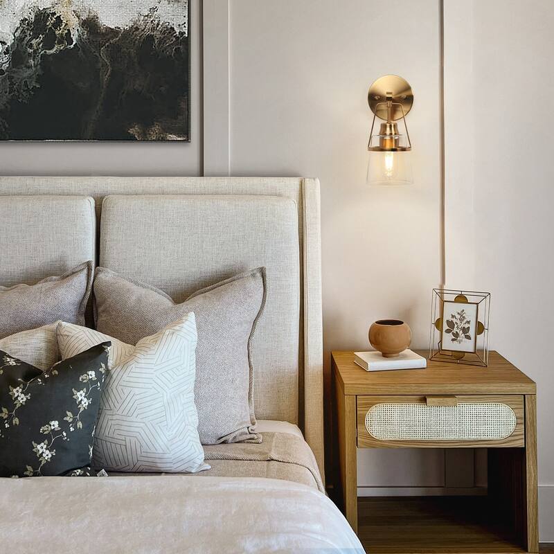 Modern Gold 1-Light Bathroom Vanity Lights Wall Sconces - L 4.7" x D 5.5" x H 11"