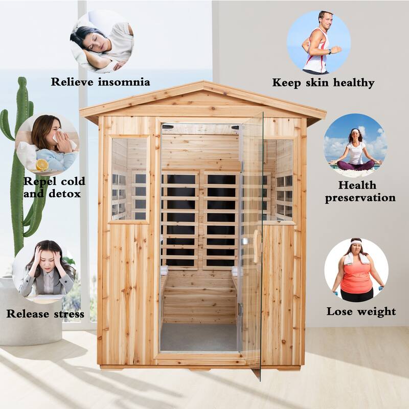 Sauna Room 8 Low EMF Heaters,Chromotherapy,Bluetooth Speaker,LCD,LED