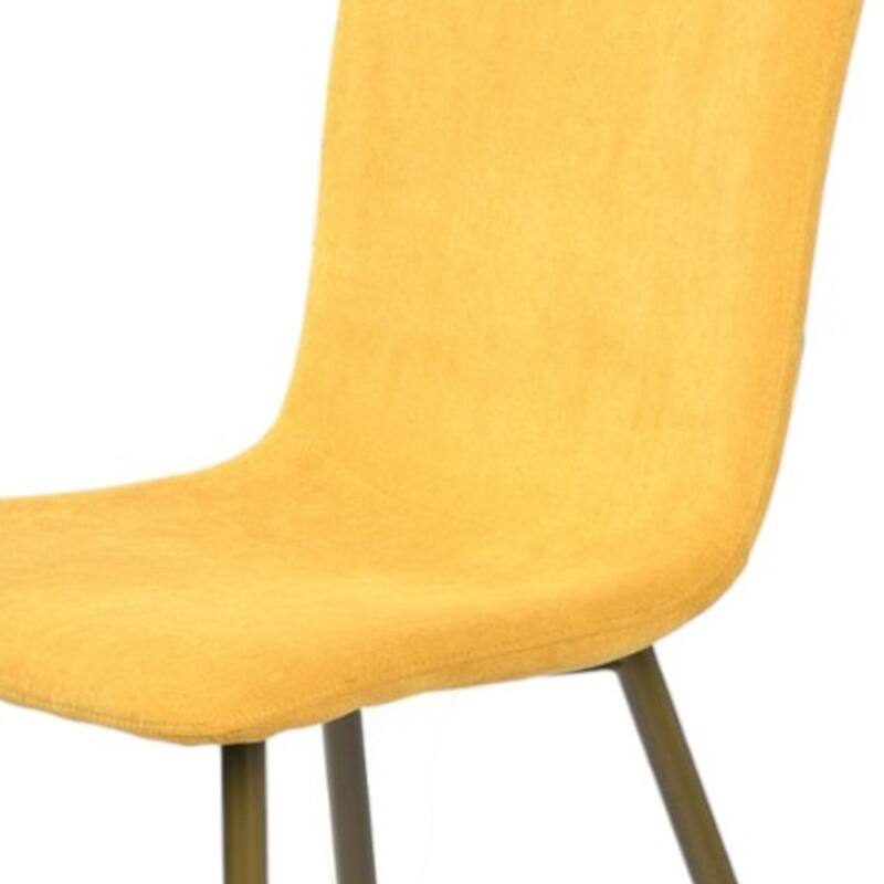 HomeRoots Set of Four Yellow and Gold Upholstered Fabric Dining Side Chairs - 17.00 in. x 35.00 in. x 17.00 in.
