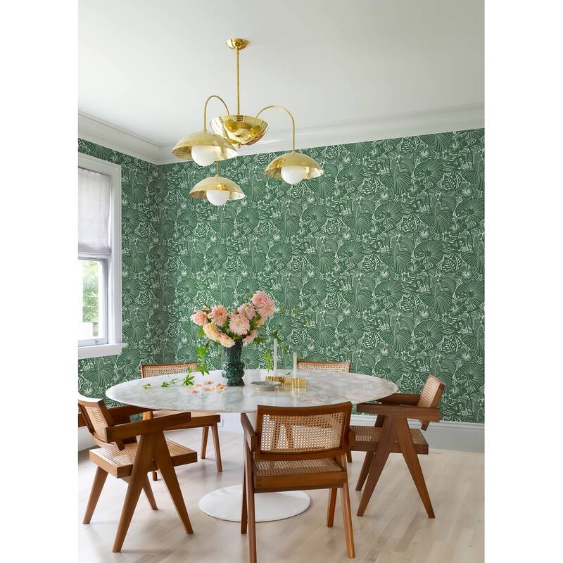 A-Street Prints Idalia Green Floral Flamingo Wallpaper