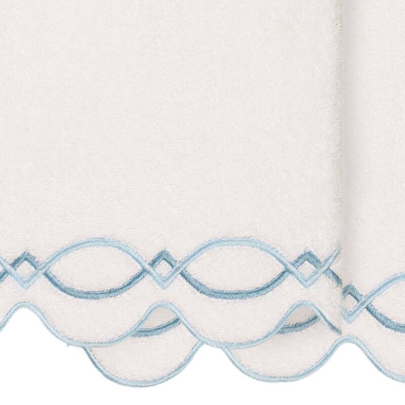 Authentic Hotel and Spa 100% Turkish Cotton DIAMOND CHAIN Scallop Embellished Towel Collection