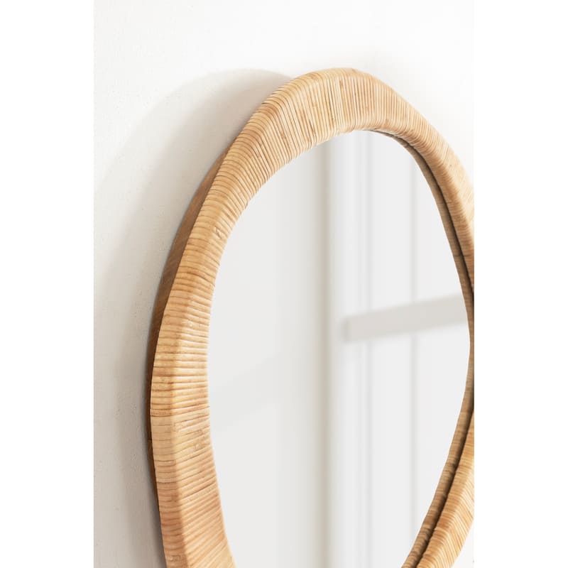 Kate and Laurel Rahfy Rattan Irregular Round Wall Mirror - 26x26