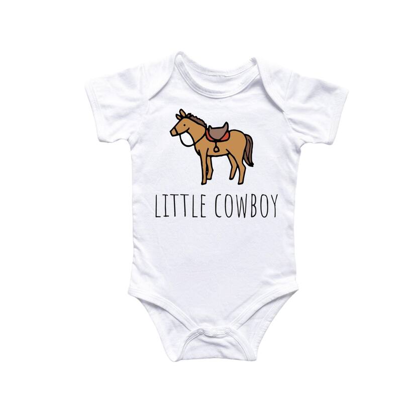 Cowboy Horse - Baby Boy Girl Clothes Infant Bodysuit Funny Cute Newborn - Pink - 0-3M