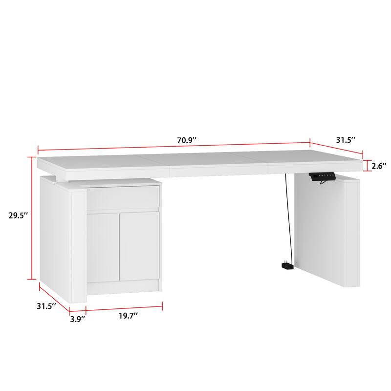 Height-Adjustable Multi-Function Desk Seamless Style Large Table Desk