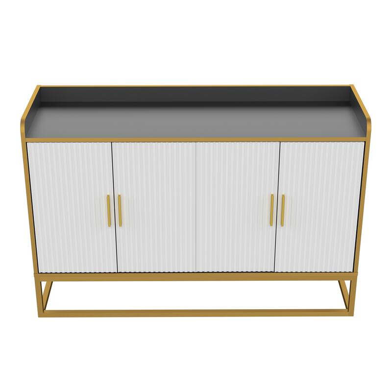 Modern Sideboard Storage Cabinet, Free Standing Kitchen Buffet Cabinet With Safe Countertop Fence For Living Room Hallway