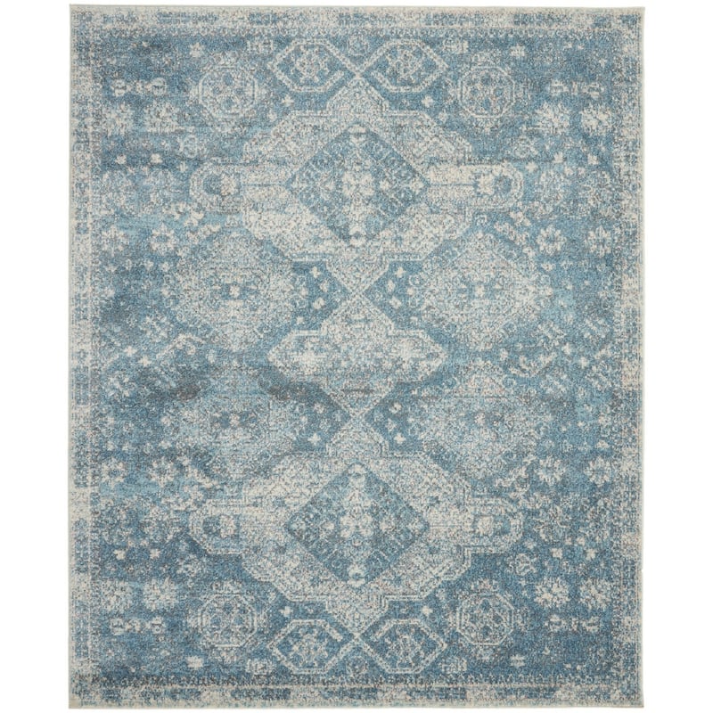 Power Loomed Distressed Geometric Modern Stain Resistant Area Rug - 142' X '106' X '0.5