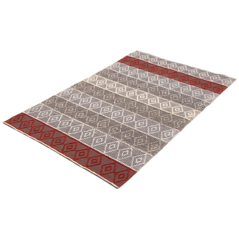 ECARPETGALLERY Braid weave Sienna Grey Wool Rug - 5'0 x 8'0